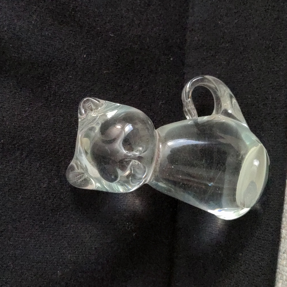 Clear Glass Mouth blown Cat Figurine Imported By The Bay NIB